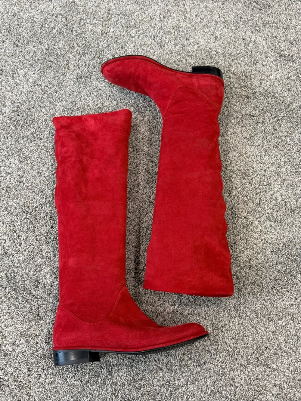 Stuart Weitzman Red Knee High Flat Suede Boots Tall Slouchy Women’s US 6.5 M